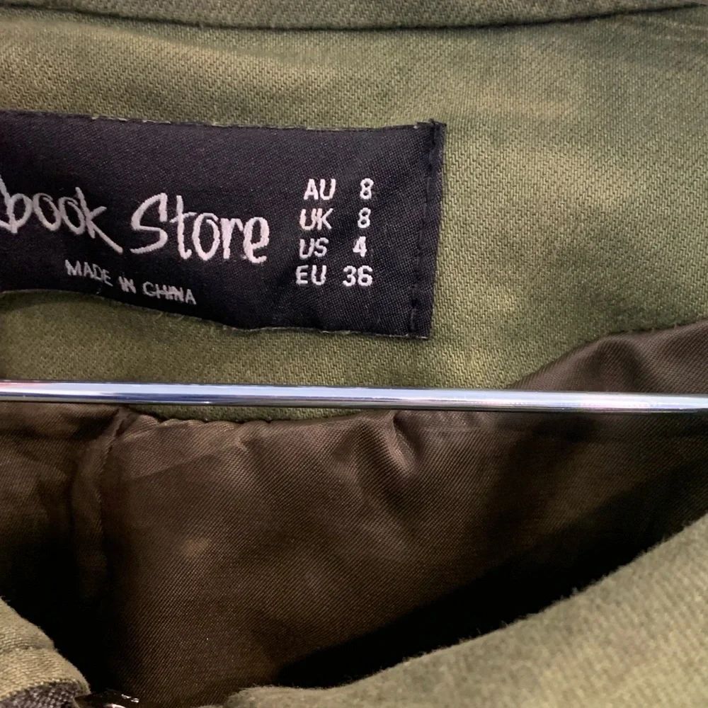 Unique Green Studded Utility Jacket Structured Shoulders and Quilted Sleeves - Picture 8 of 16